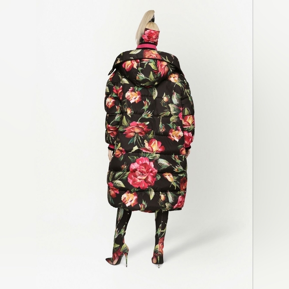 DOLCE GABBANA Long Floral Print Quilted Puffer Jacket IT 42 US 6 L Org $4,595 - Picture 2 of 16